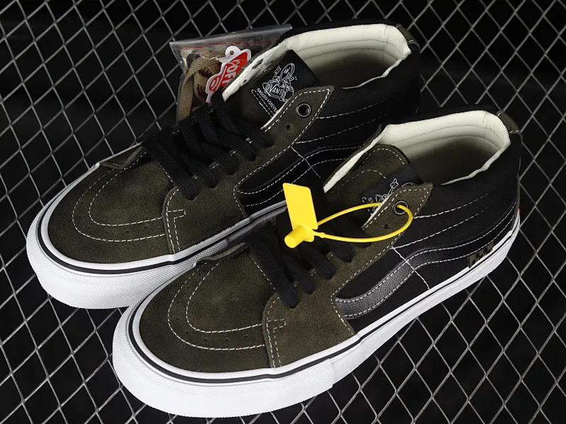 All categories Vans Vans series Vans Mid Vans Skate Grosso Mid Pro midnight green retro military color matching professional street casual skateboard shoes VN0A5FCG9BO